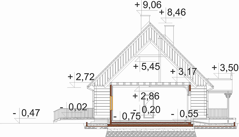 Projekt domu Jałowiec 2 L-6535 - przekrój B-B