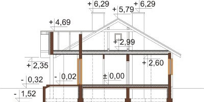 Projekt domu Sabotek 2 L-6583 - przekrój A-A