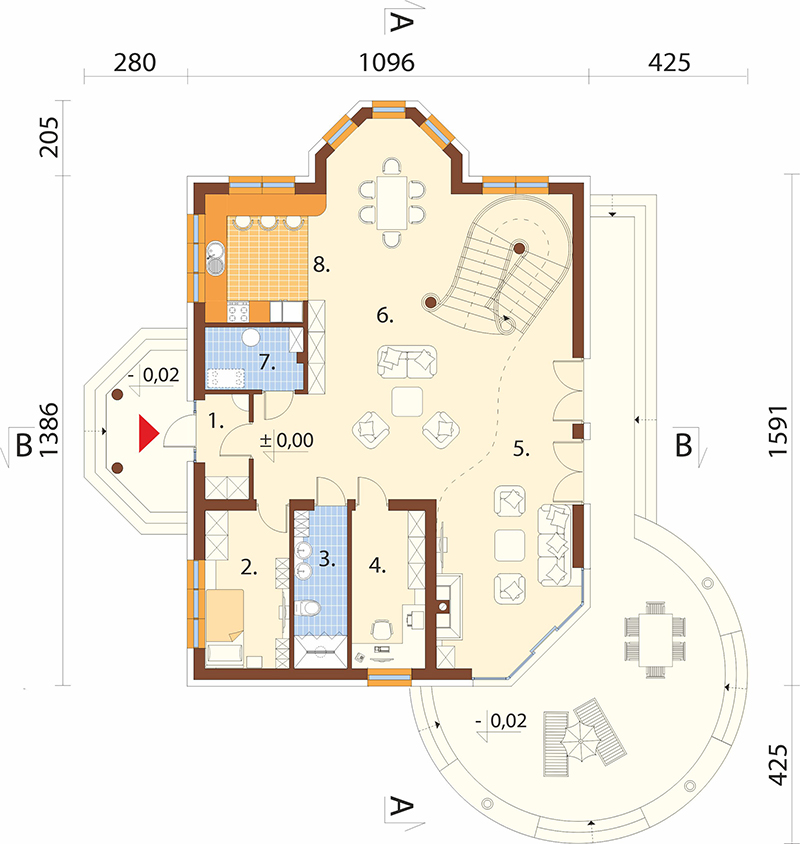 Projekt domu Kosacice 2 L-6587 - rzut parteru