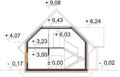 Projekt domu Orzesznik 2 L-6607 - przekrój A-A