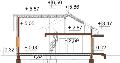 Projekt domu Kocanka 2 L-6619 - przekrój A-A