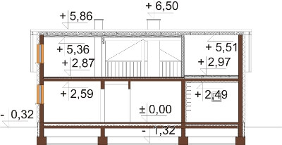 Projekt domu Kocanka 2 L-6619 - przekrój B-B