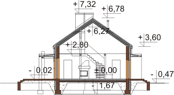 Projekt domu Figowiec 2 L-6620 - przekrój A-A