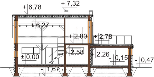 Projekt domu Figowiec 2 L-6620 -  przekrój B-B