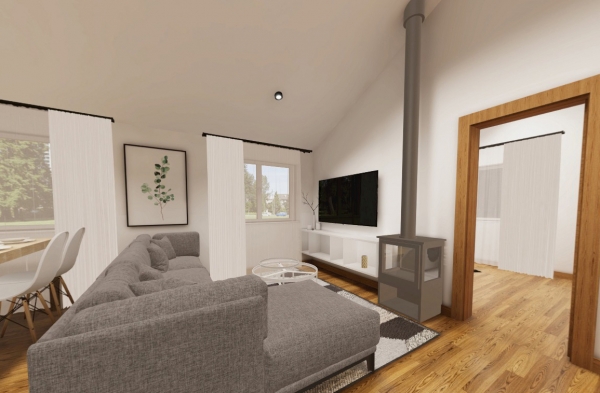 salon z jadalnią i aneksem kuchennym