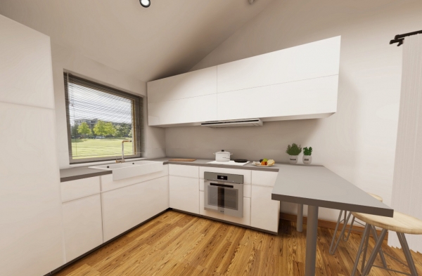 salon z jadalnią i aneksem kuchennym