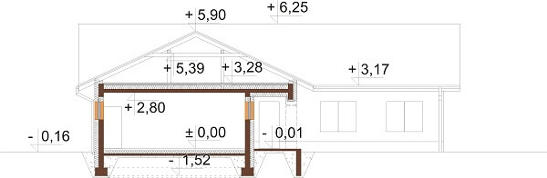 Projekt domu Miluszyk 2 L-6641 - przekrój A-A