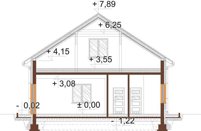Projekt domu Ibala 2 L-6646 - przekrój A-A