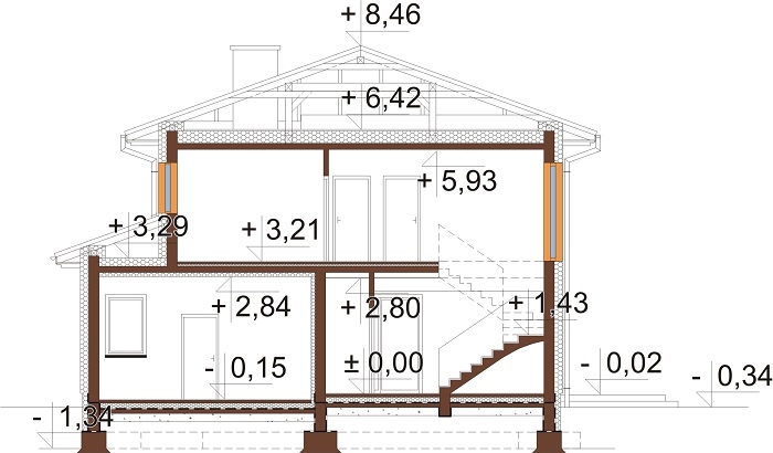 Projekt domu Igetio 2 L-6679 - przekrój A-A