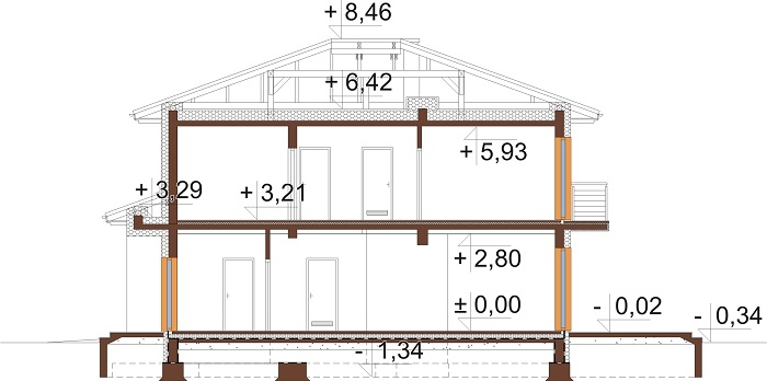 Projekt domu Igetio 2 L-6679 - przekrój B-B