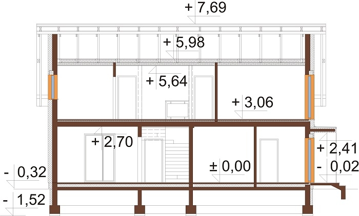 Projekt domu Favianis 2 L-6713 - przekrój B-B