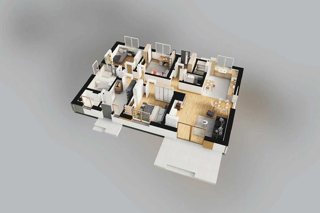 Projekt domu Izelia 2 L-6741 - rzut 3D parteru