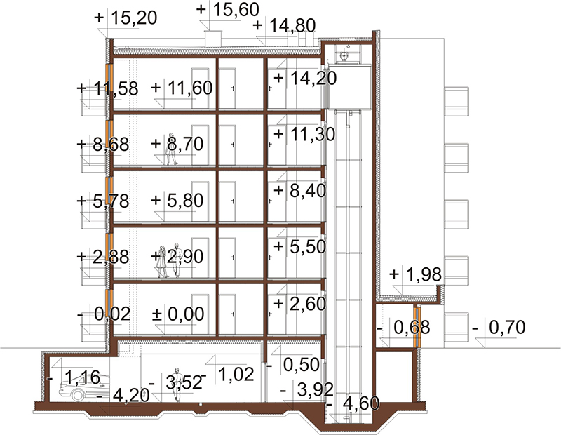 Projekt budynku wielorodzinnego L-6761 - przekrój G-G