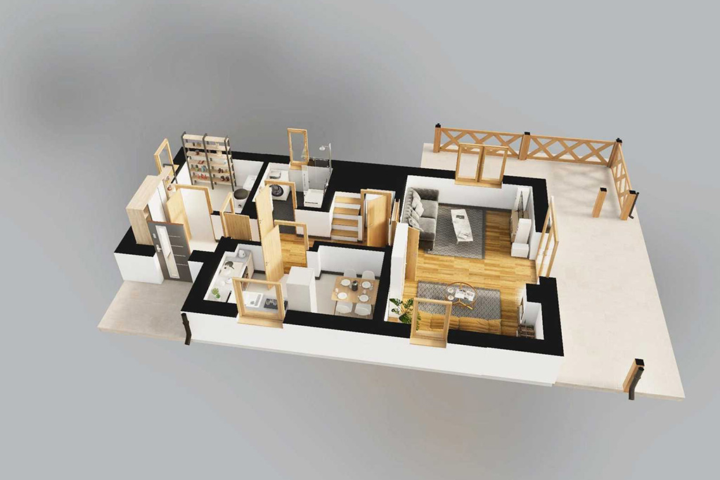 Projekt domu Etorium 2 L-6778 - rzut 3D parteru