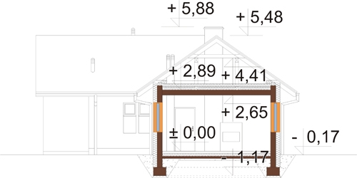 Projekt domu Mogentia 2 L-6794 - przekrój A-A