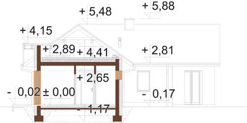 Projekt domu Mogentia 2 L-6794 - przekrój B-B