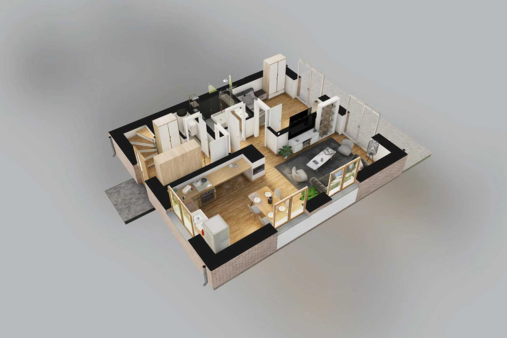 Projekt domu Trevira 2 L-6795 - rzut 3D parteru