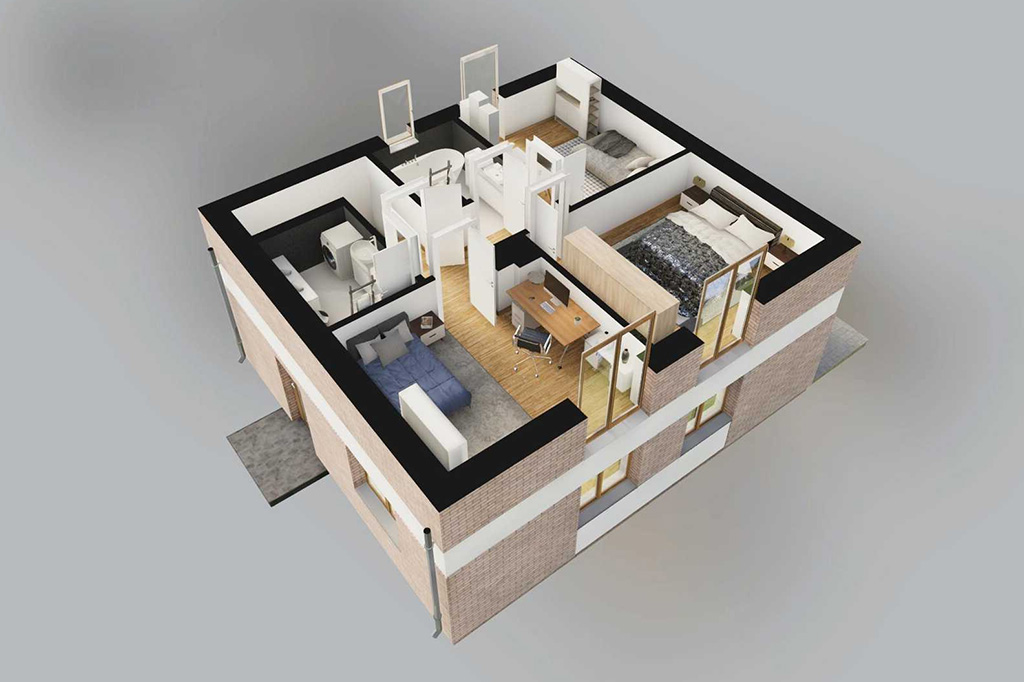 Projekt domu Trevira 2 L-6795 - rzut 3D poddasza