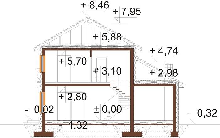 Projekt domu Mursa 2 L-6801 - przekrój B-B