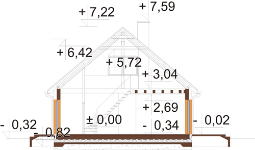 Projekt domu Eliorne 2 L-6812 - przekrój A-A