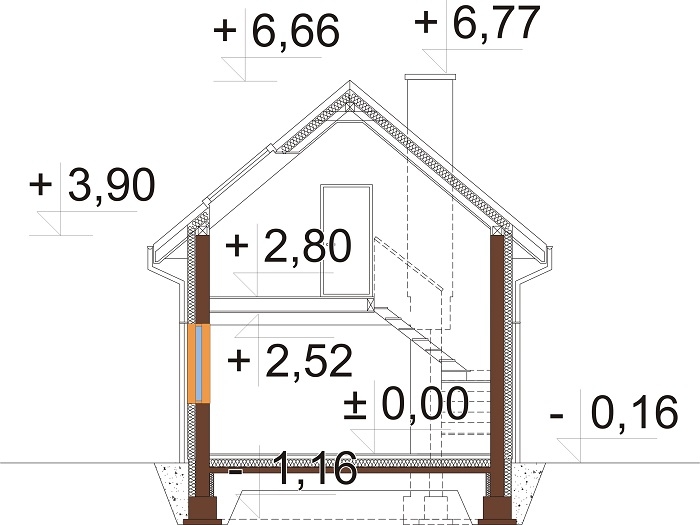 Projekt domu Zenna 2 L-6818 - przekrój A-A