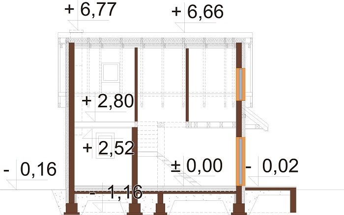 Projekt domu Zenna 2 L-6818 - przekrój B-B