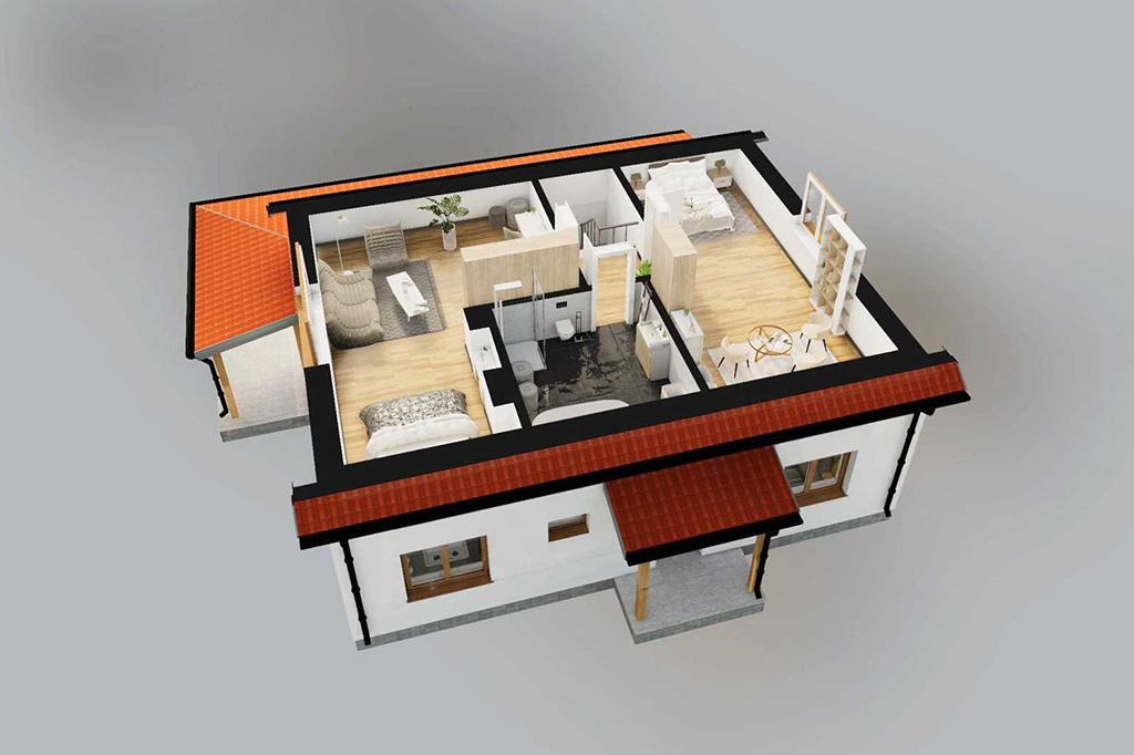 Projekt domu Prista 2 L-6822 - rzut 3D poddasza