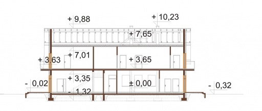 Projekt budynku gastronomiczno - motelowego L-6830 - przekrój B-B