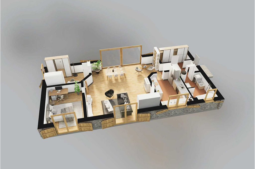 Projekt domu Tingo 2 L-6840 - rzut 3D parteru