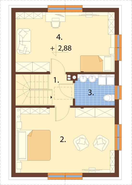 Projekt domu Xanten 2 L-6844 - rzut poddasza