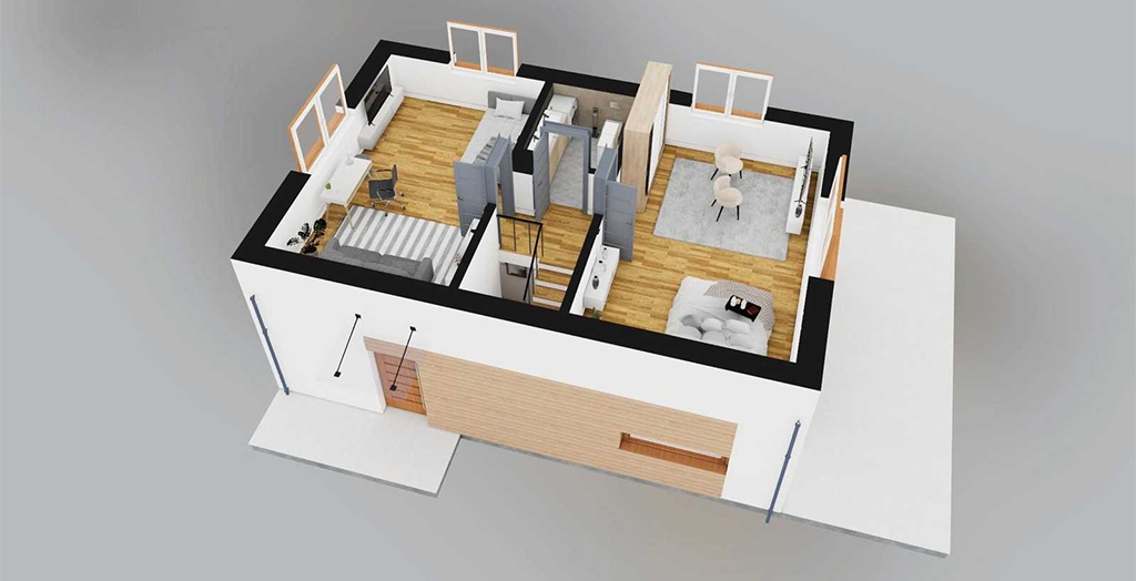 Projekt domu Xanten 2 L-6844 - rzut 3D poddasza