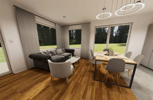 Projekt domu Xanten 2 L-6844 - przykładowa aranżacja salonu