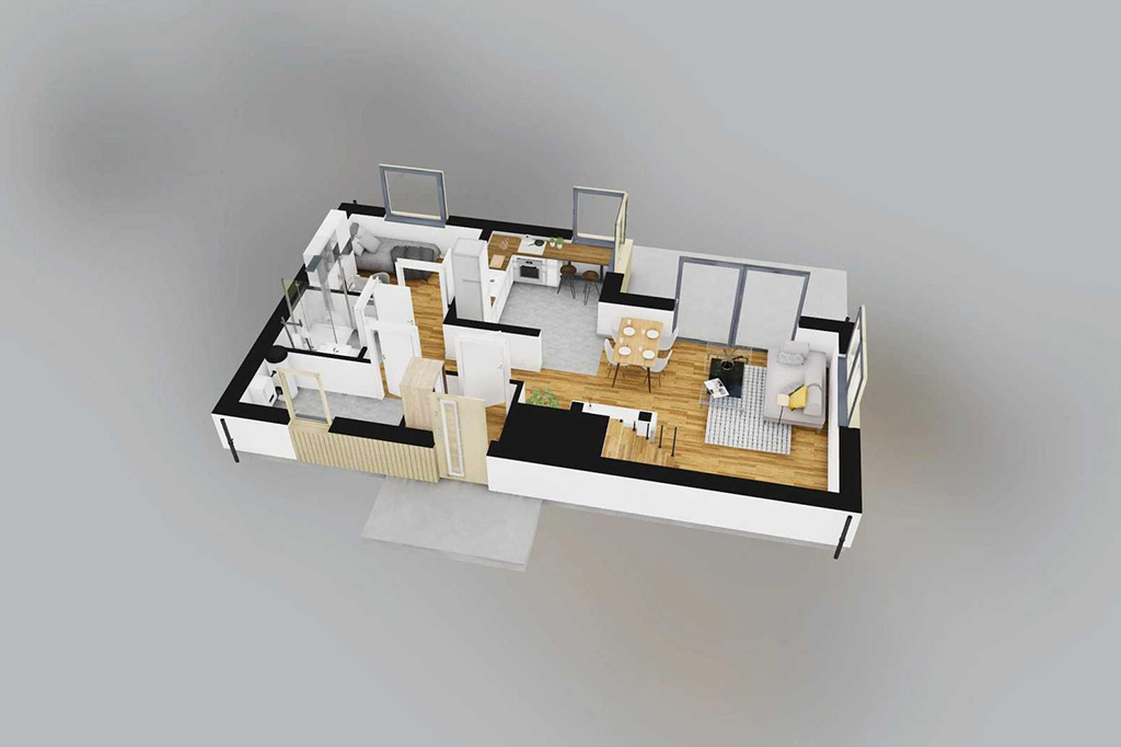 Projekt domu Xellum 2 L-6846 - rzut 3D parteru