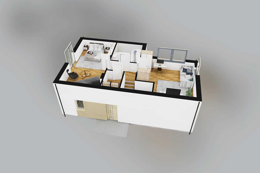 Projekt domu Xellum 2 L-6846 - rzut 3D poddasza