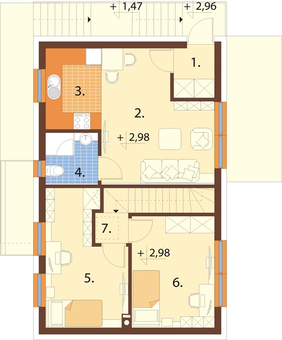 Projekt domu Vernum 2 L-6847 - rzut piętra