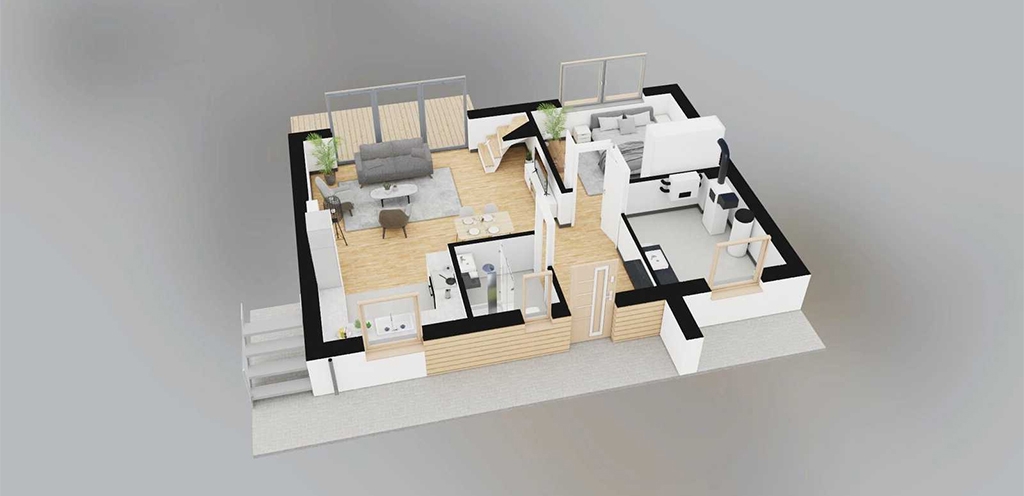 Projekt domu Vernum 2 L-6847 - rzut 3D parteru