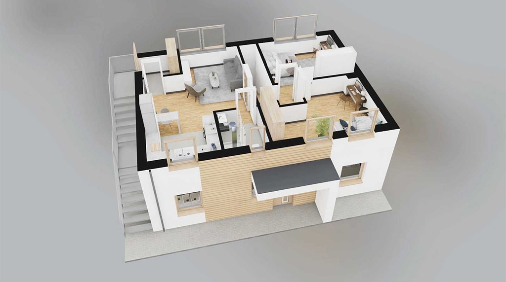 Projekt domu Vernum 2 L-6847 - rzut 3D piętra