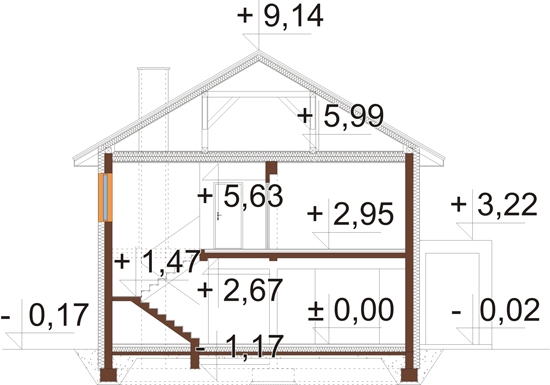 Projekt domu Victrix 2 L-6848 - przekrój A-A