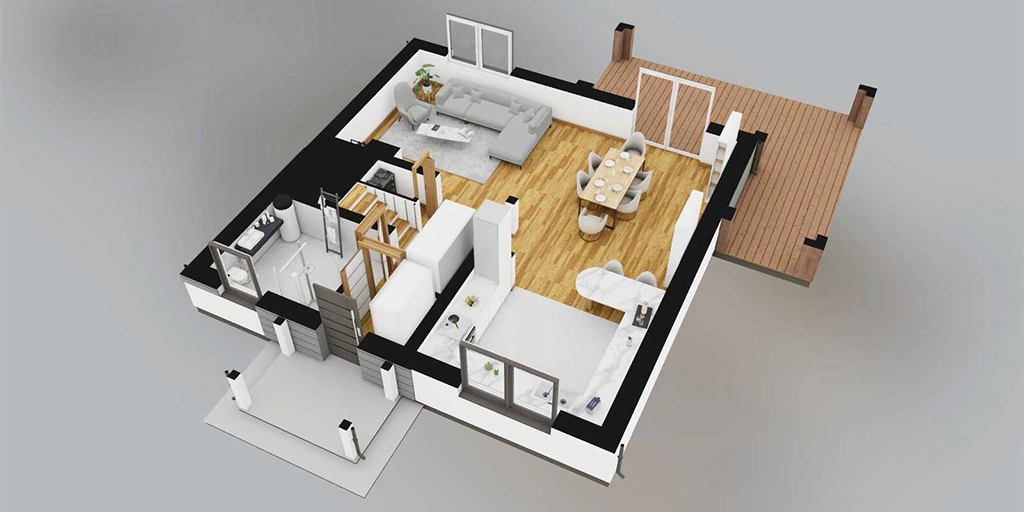 Projekt domu Victrix 2 L-6848 - rzut 3D parteru