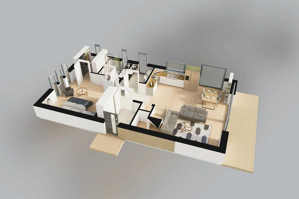 Projekt domu Valmea 2 L-6849 - rzut 3D parteru