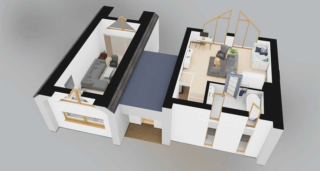 Projekt domu Salone 2 L-6852 - rzut 3D poddasza