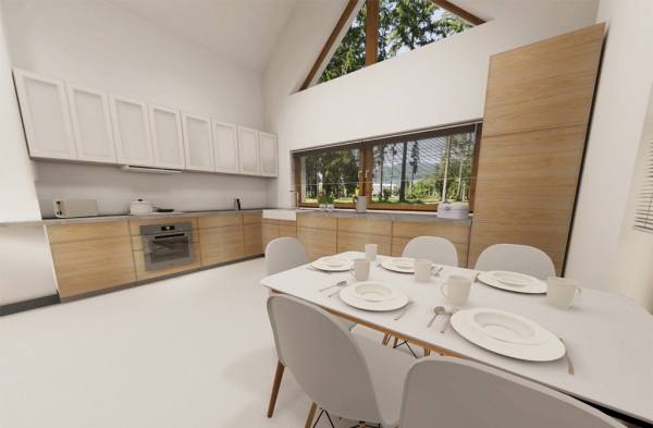 Projekt domu Salone 2 L-6852 - przykładowa aranżacja kuchni z jadalnią