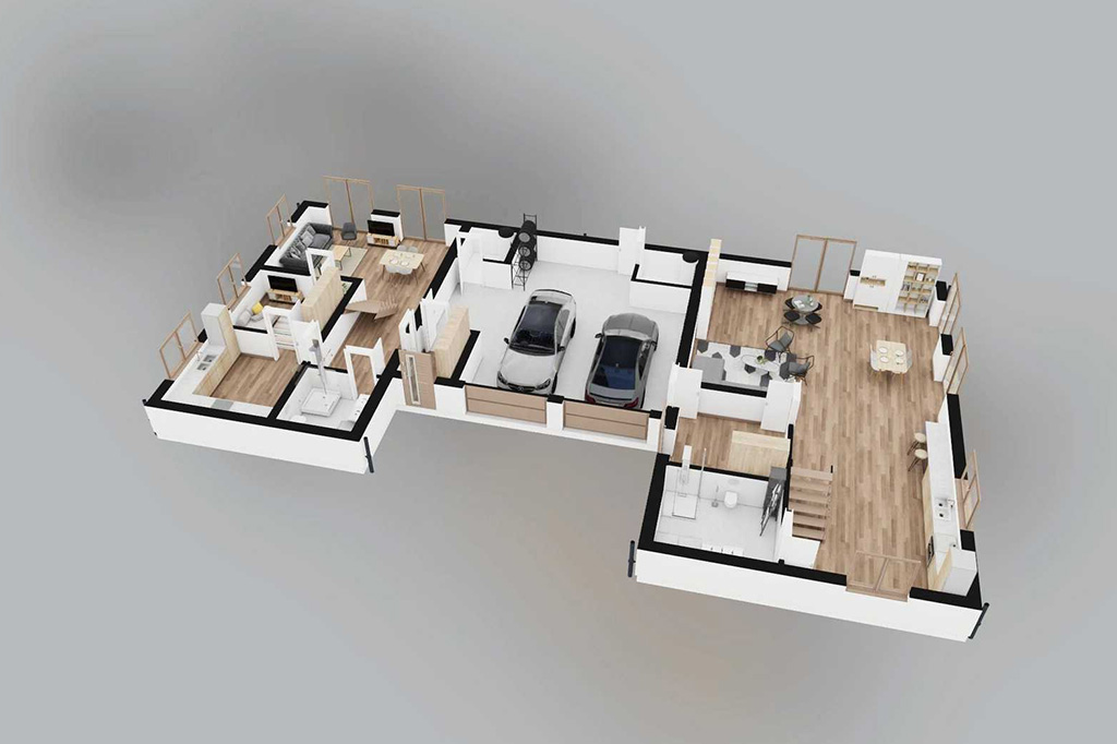 Projekt domu Rimontis 2 L-6853 - rzut 3D parteru