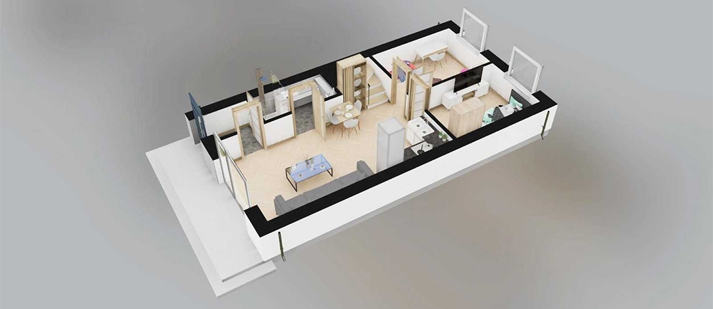 Projekt domu Rista 2 L-6854 - rzut 3D parteru