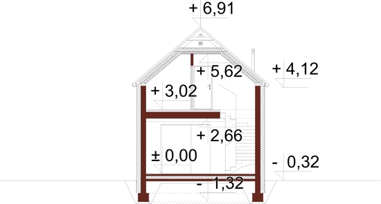 Projekt domu Rista 2 L-6854 - przekrój A-A