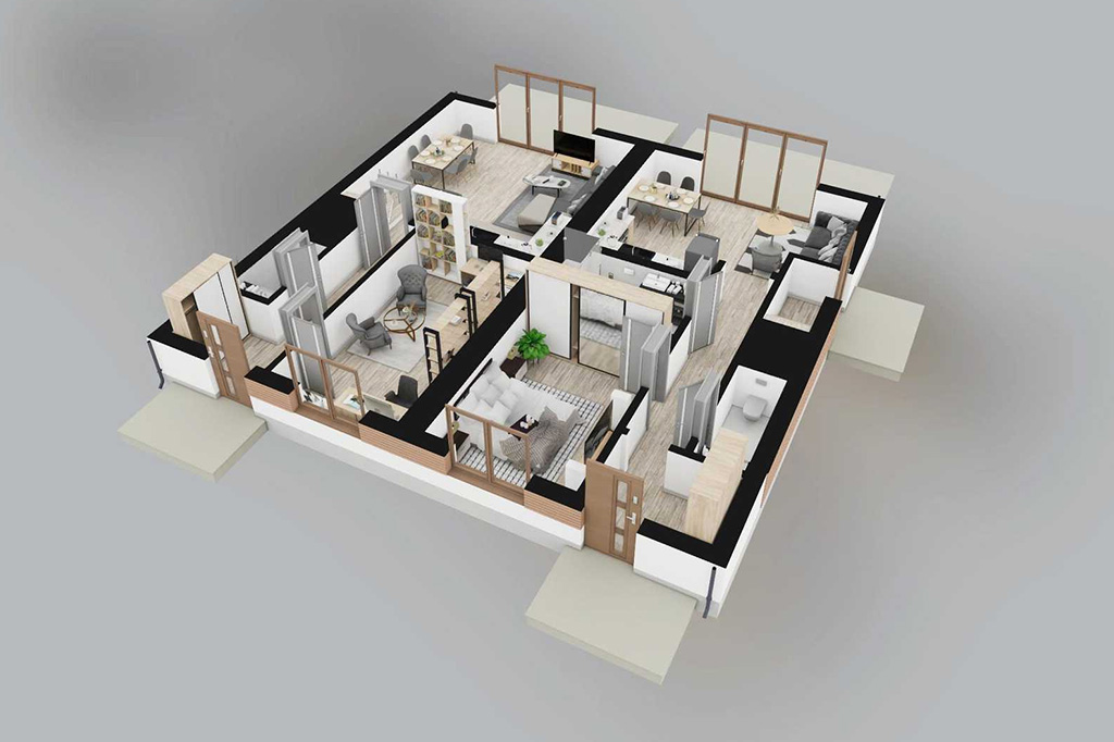Projekt domu Limonum 2 L-6855 - rzut 3D parteru
