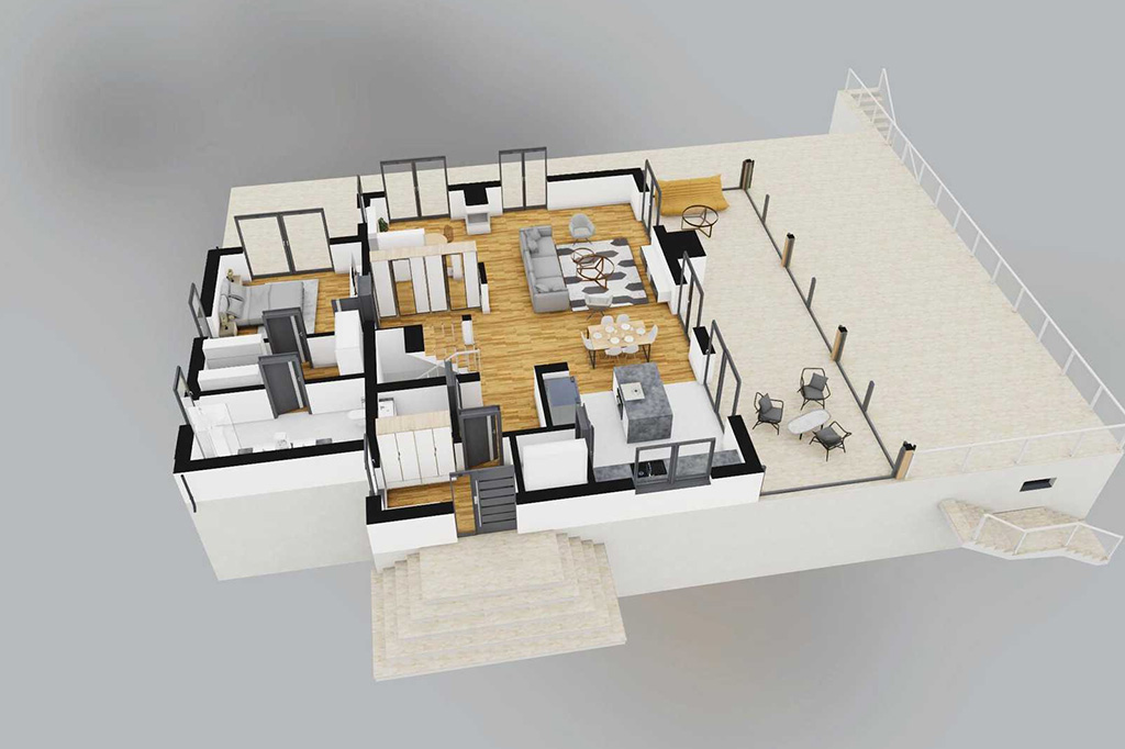 Projekt domu Adix 2 L-6862 - rzut 3D parteru