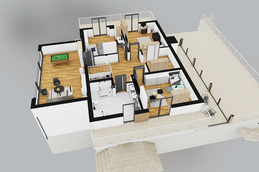 Projekt domu Adix 2 L-6862 - rzut 3D poddasza