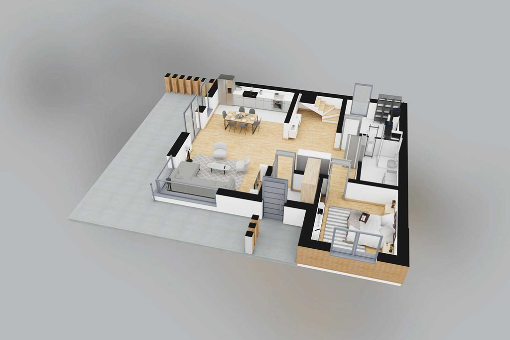 Projekt domu Katalum 2 L-6863 - rzut 3D parteru