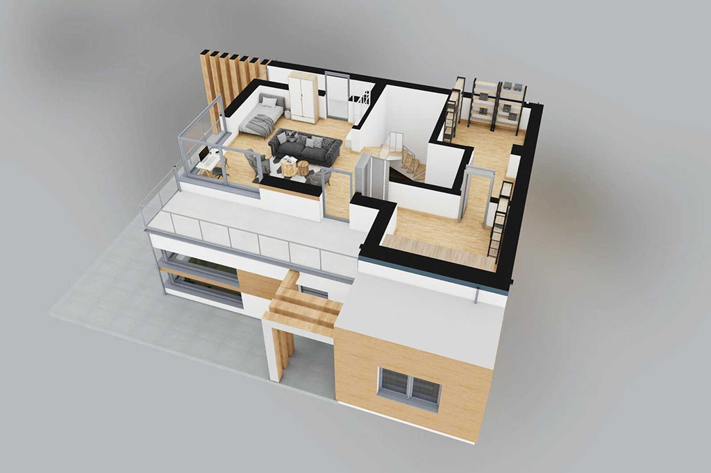 Projekt domu Katalum 2 L-6863 - rzut 3D antresoli